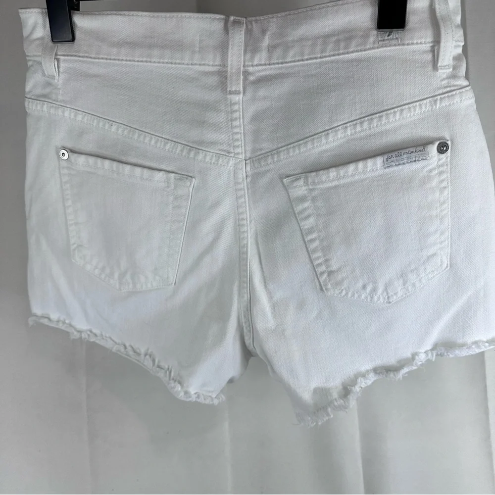 7 FOR ALL MANKIND Women’s Size 26 Denim Jean Shorts High Rise White Stretch